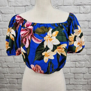 Cupcake and Cashmere Floral Vibrant Linen Blend Cropped Top Size US Small NEW